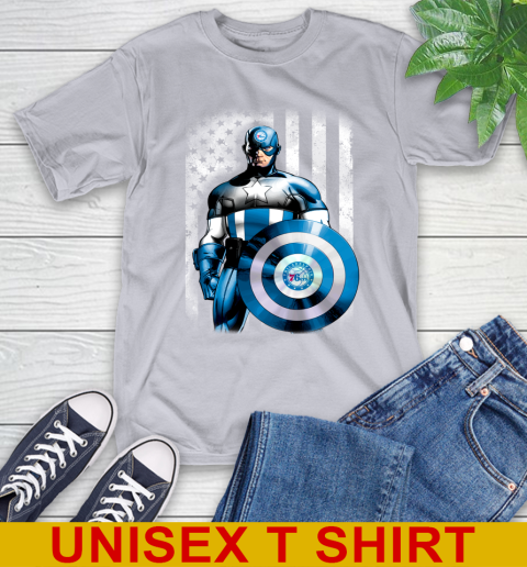 Philadelphia 76ers NBA Basketball Captain America Marvel Avengers American Flag Shirt T-Shirt 5