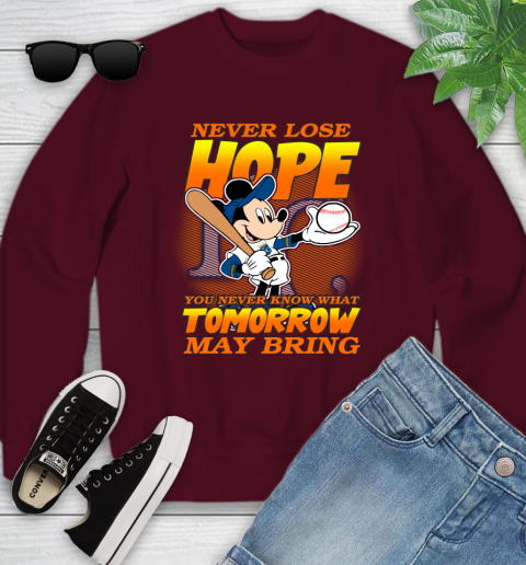 Kansas City Royals MLB Baseball Mickey Disney Never Lose Hope Youth Sweatshirt 4