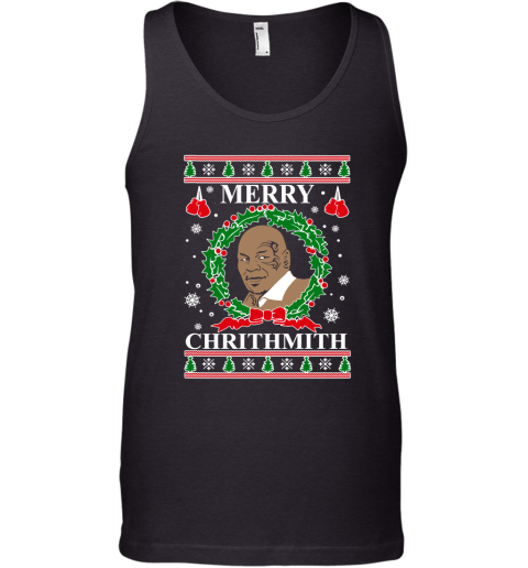 Merry Chrithmith Ugly Christmas Slouchy Off Shoulder Oversized Tank Top