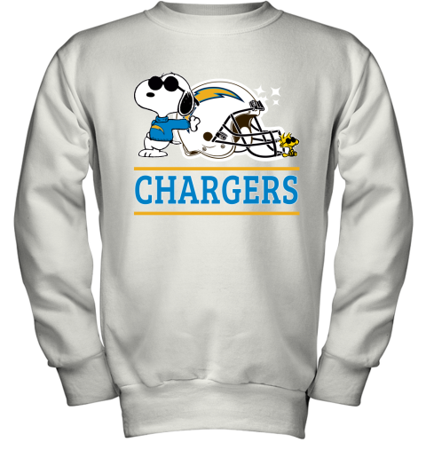 The Los Angeles Chargers Joe Cool And Woodstock Snoopy Mashup Youth Sweatshirt