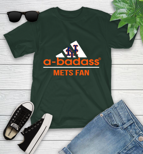 MLB A Badass New York Mets Fan Adidas Baseball Sports Youth T-Shirt 5