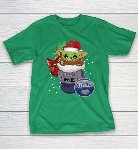 LA Clippers Christmas Baby Yoda Star Wars Funny Happy NBA T-Shirt