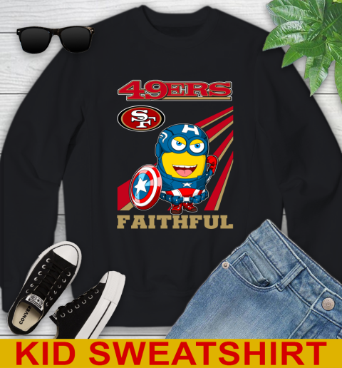 NFL Football San Francisco 49ers Captain America Marvel Avengers Minion Faithful Shirt Youth Sweatshirt