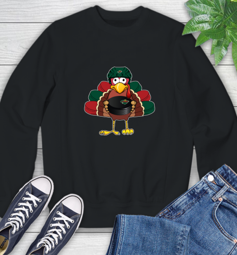 Minnesota Wild Turkey Thanksgiving Day Sweatshirt 2