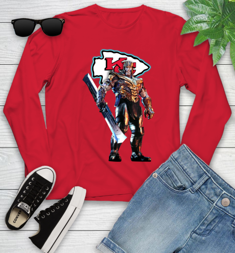 NFL Thanos Gauntlet Avengers Endgame Football Kansas City Chiefs Youth Long Sleeve 11