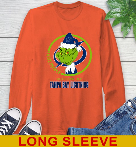 Tampa Bay Lightning NHL Christmas Grinch I Hate People But I Love My Favorite Hockey Team Long Sleeve T-Shirt 5