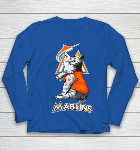 MLB Baseball My Cat Loves Miami Marlins Youth Long Sleeve 7