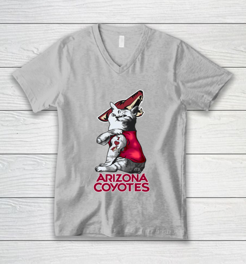 NHL My Cat Loves Arizona Coyotes Hockey V-Neck T-Shirt 3