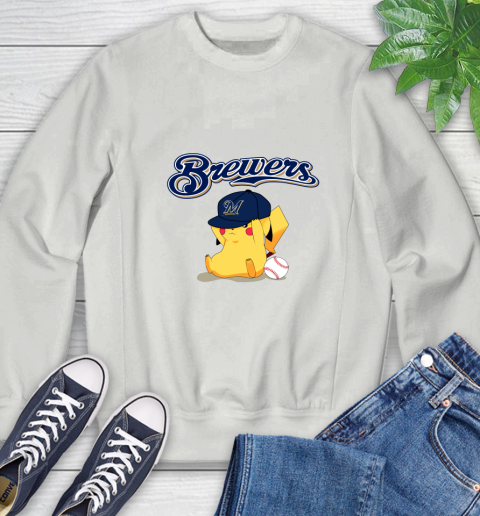 MLB Pikachu Baseball Sports Milwaukee Brewers Sweatshirt 5