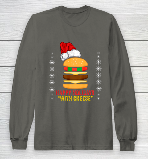 Happy Holidays with Cheese shirt Christmas cheeseburger Gift Long Sleeve T-Shirt 5
