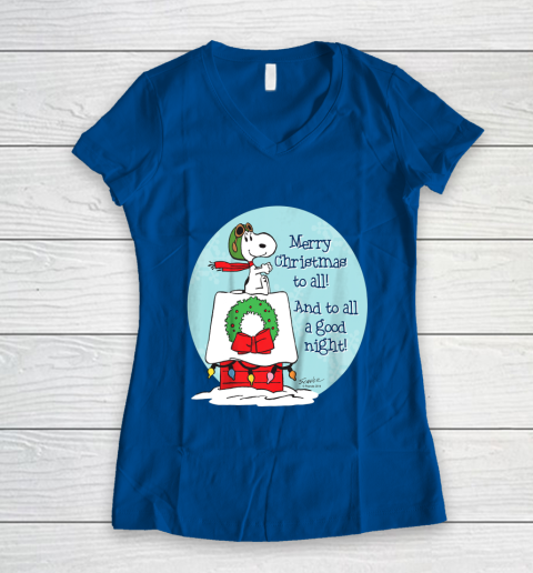 Peanuts Snoopy Merry Christmas and to all Good Night Women's V-Neck T-Shirt 7