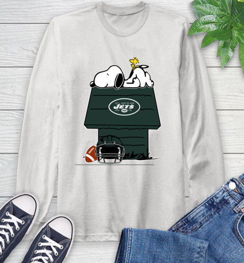 New York Jets NFL Football Snoopy Woodstock The Peanuts Movie Long Sleeve T-Shirt