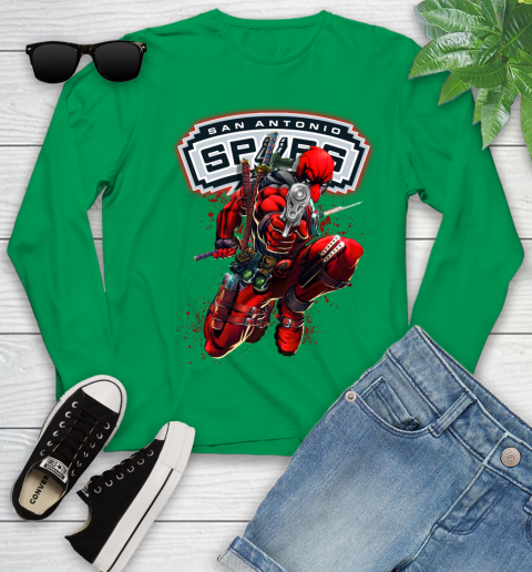 NBA Deadpool Marvel Comics Sports Basketball San Antonio Spurs Youth Long Sleeve 6