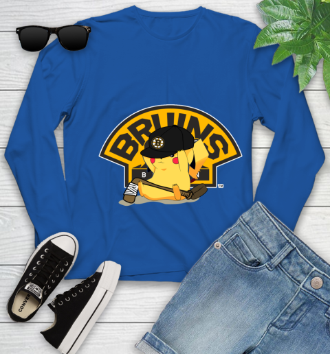 NHL Pikachu Hockey Sports Boston Bruins Youth Long Sleeve 9
