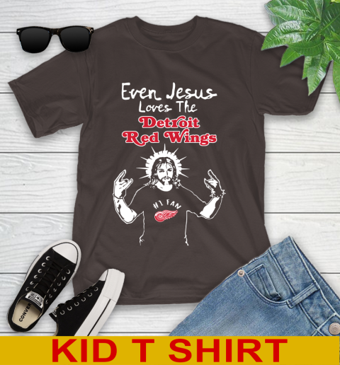 Detroit Red Wings NHL Hockey Even Jesus Loves The Red Wings Shirt Youth T-Shirt 6