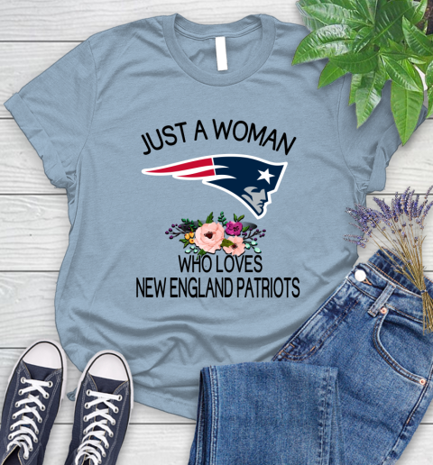 NFL Just A Woman Who Loves New England Patriots Football Sports Women's T-Shirt 6