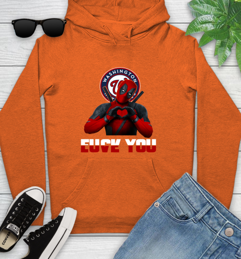 MLB Washington Nationals Deadpool Love You Fuck You Baseball Sports Youth Hoodie 4