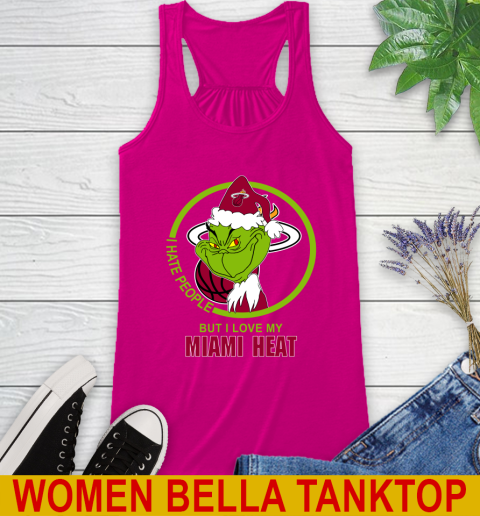 Miami Heat NBA Christmas Grinch I Hate People But I Love My Favorite Basketball Team Racerback Tank 8