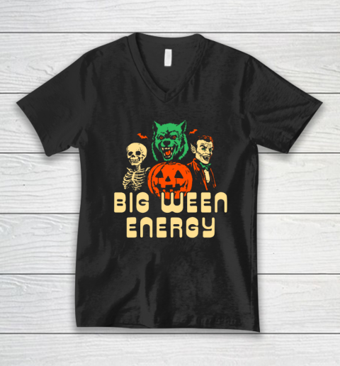 Funny Halloween Big Ween Energy V-Neck T-Shirt