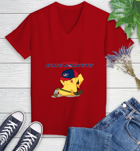 NHL Pikachu Hockey Sports Columbus Blue Jackets Women's V-Neck T-Shirt 12