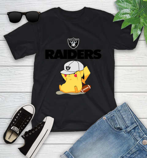 NFL Pikachu Football Sports Oakland Raiders Youth T-Shirt 2