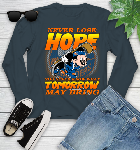 New York Islanders NHL Hockey ootball Mickey Disney Never Lose Hope Youth Long Sleeve 9