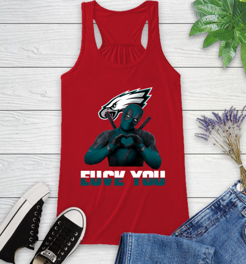 NHL Philadelphia Eagles Deadpool Love You Fuck You Football Sports Racerback Tank 5