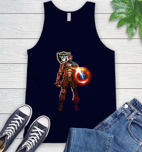 NFL Captain America Marvel Avengers Endgame Football Sports Oakland Raiders Tank Top 3