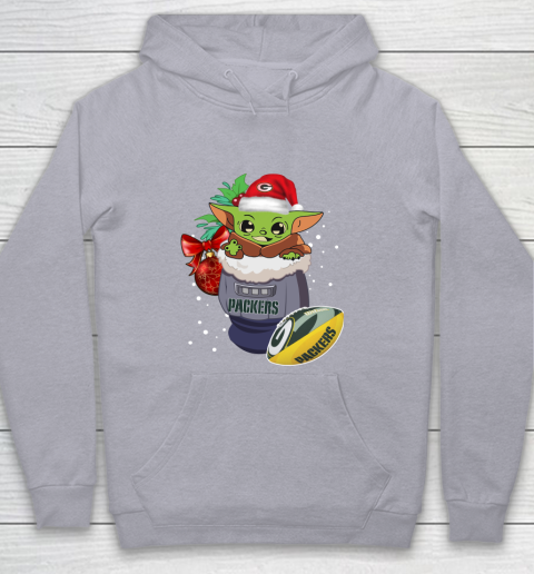 Green Bay Packers Christmas Baby Yoda Star Wars Funny Happy NFL Youth Hoodie 5