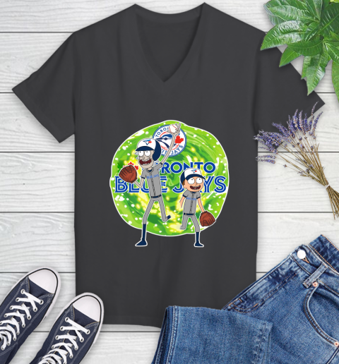 MLB Toronto Blue Jays Rick And Morty Baseball Sports Women's V-Neck T-Shirt 8