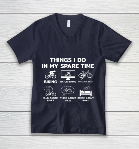 Things I Do In My Spare Time Mountain Bike Biking Funny Gift V-Neck T-Shirt 2