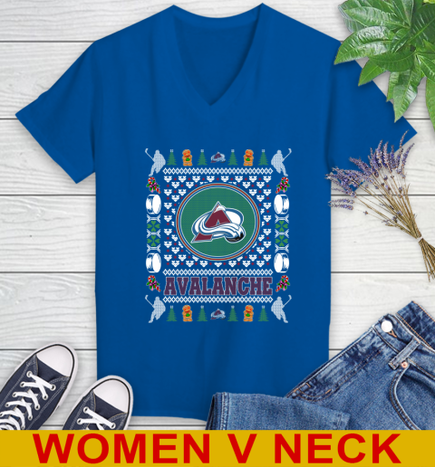 Colorado Avalanche Merry Christmas NHL Hockey Loyal Fan Women's V-Neck T-Shirt 9