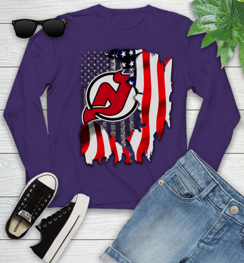 New Jersey Devils NHL Hockey American Flag Youth Long Sleeve 4
