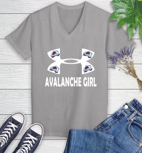 NHL Colorado Avalanche Girl Under Armour Hockey Sports Women's V-Neck T-Shirt 4