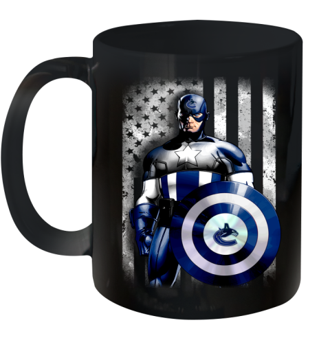 Vancouver Canucks NHL Hockey Captain America Marvel Avengers American Flag Shirt Ceramic Mug 11oz