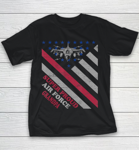 GrandFather gift shirt Vintage Flag American Veteran Super Proud Air Force Grandpa T Shirt Youth T-Shirt