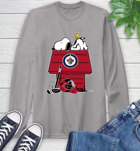Winnipeg Jets NHL Hockey Snoopy Woodstock The Peanuts Movie Long Sleeve T-Shirt 6