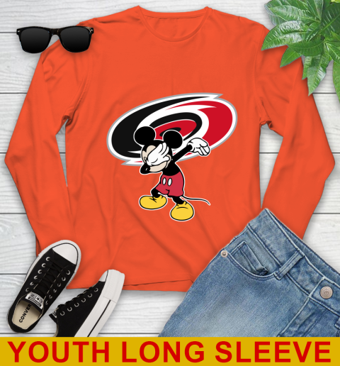 Carolina Hurricanes NHL Hockey Dabbing Mickey Disney Sports Youth Long Sleeve 4