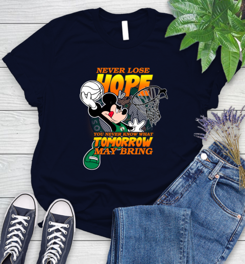Boston Celtics NBA Basketball Mickey Disney Never Lose Hope Women's T-Shirt 2