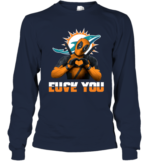 MLB Miami Marlins Deadpool Love You Fuck You Baseball Sports Long Sleeve T- Shirt