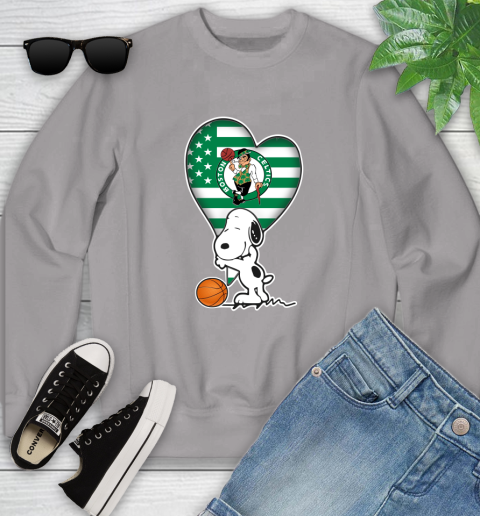 Boston Celtics NBA Basketball The Peanuts Movie Adorable Snoopy Youth Sweatshirt 4