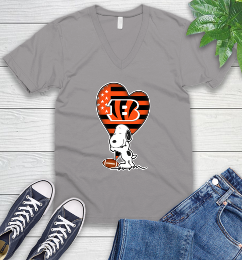 Cincinnati Bengals NFL Football The Peanuts Movie Adorable Snoopy V-Neck T-Shirt 4