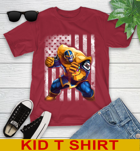 NHL Hockey Winnipeg Jets Thanos Marvel American Flag Shirt Youth T-Shirt - Image 13