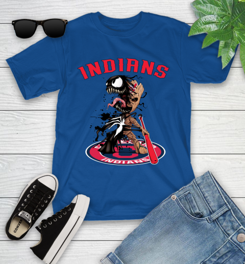 MLB Cleveland Indians Baseball Venom Groot Guardians Of The Galaxy Youth T-Shirt 9