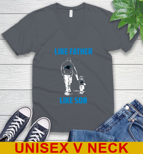 Carolina Panthers NFL Football Like Father Like Son Sports V-Neck T-Shirt 4