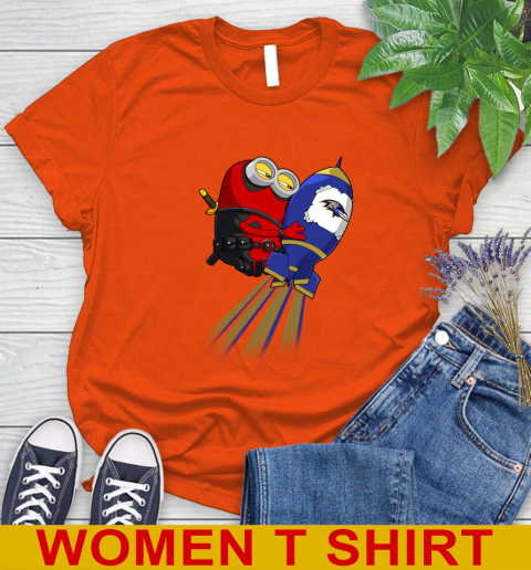 NFL Football Baltimore Ravens Deadpool Minion Marvel Shirt Women's T-Shirt 3