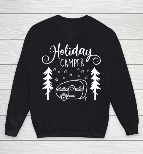 Happy Camping Shirt Red Holiday Camper  Christmas Trailer Youth Sweatshirt