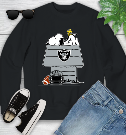 Oakland Raiders NFL Football Snoopy Woodstock The Peanuts Movie Youth Sweatshirt 2