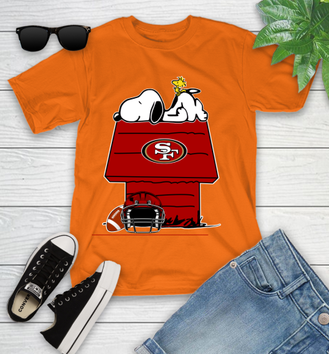 San Francisco 49ers NFL Football Snoopy Woodstock The Peanuts Movie Youth T-Shirt 7