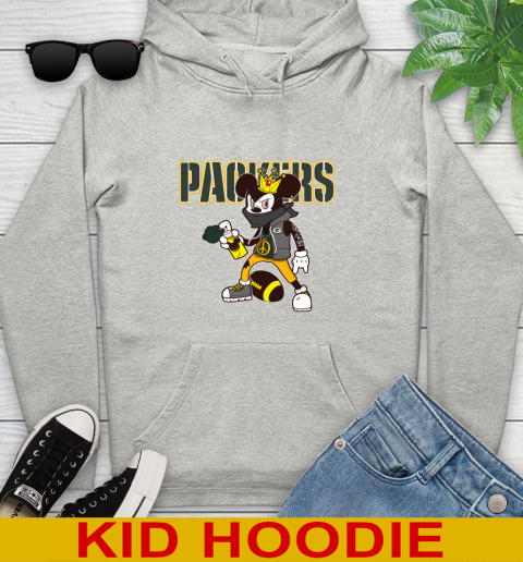 Green Bay Packers NFL Football Mickey Peace Sign Sports Youth Hoodie